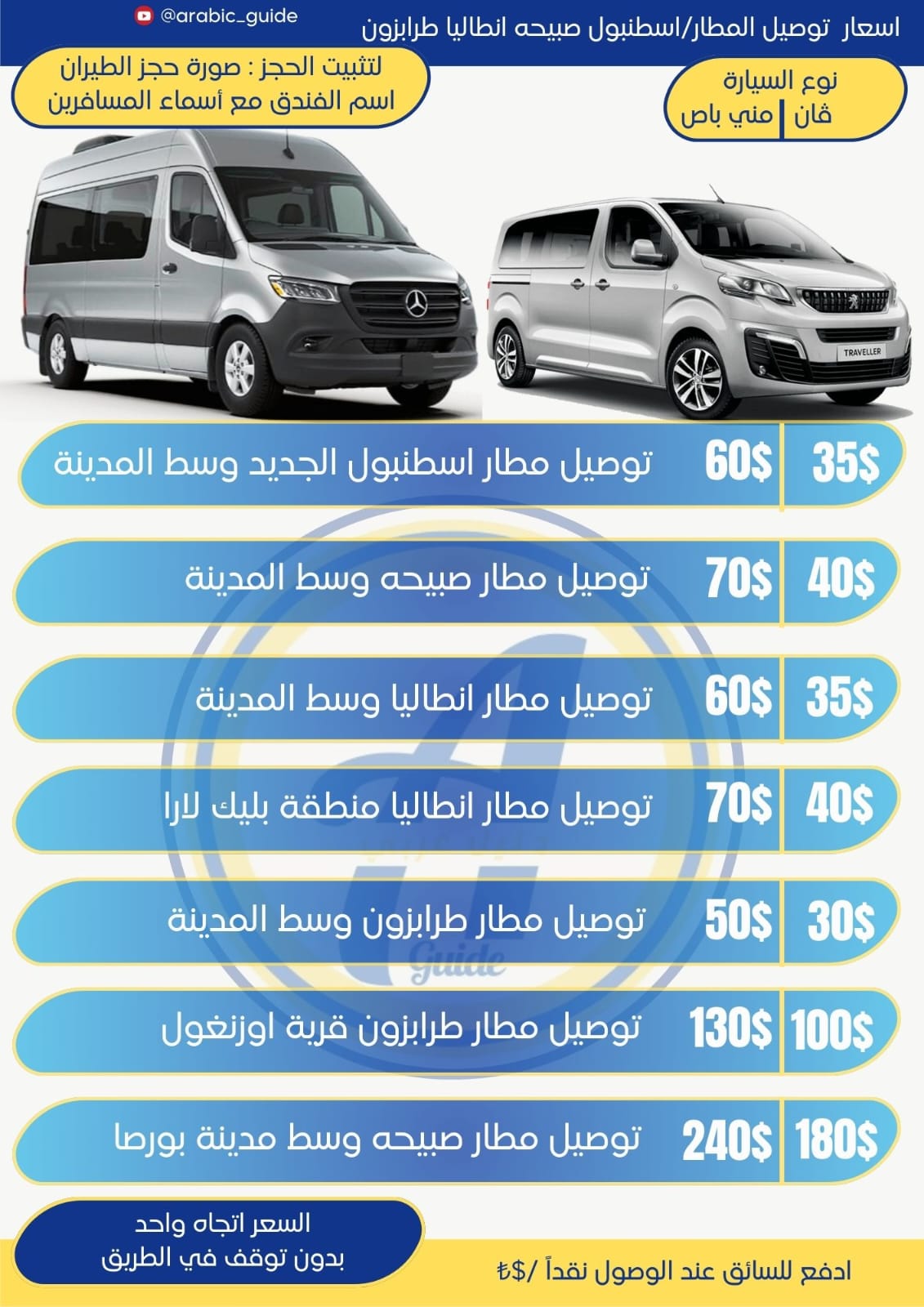 توصيل مطار اسطنبول صبيحه انطاليا طرابزون